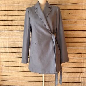 Banana Republic Mario Bullucci Sky Blue Italian Wool Melton Wrap
Tie Pea Coat